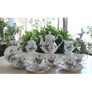 Traditional Calcined White 17pcs Ceramic Tea Cup And Saucer Set