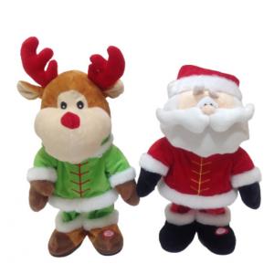 31cm 12.2 Inch Singing Dancing Stuffed Animals Father Christmas Soft Toy Reindeer