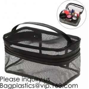 Collapsible Mesh Bag – Large See-Thru Travel Tote with Shoulder Straps – Water-Resistant with Zippered Pockets – Black