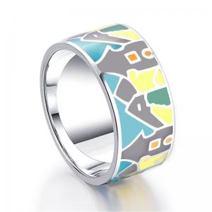 Custom Enamel Jewelry Colorful Ring Russia Fashion Jewelry 92 Sterling Silver Ring