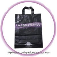 China Black Soft Flexible Loop Handle Plastic Bags With Custom Printing on sale