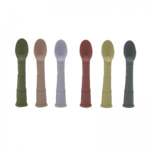 Soft Curved Bamboo Silicone LFGB Training Spoons For Toddlers