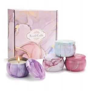 AROMA HOME 4 pcs Hot Sales Custom Wholesale Luxury Gift Set Metal Aroma Tins Jar Dried Flowers Soy Wax Scented Candles