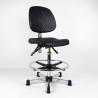 Black Polyurethane Industrial Production Chairs With Foot Ring For High
