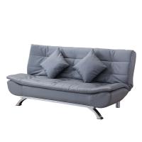 China Faux Leather Folding Futon Sofa Bed With 2 Pillows on sale