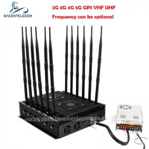 China 80m 5G Signal Jammer Blocker VHF UHF GPS Lojack 12 Channels VHF supplier