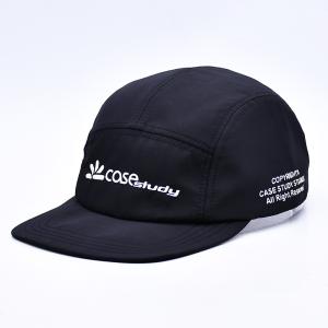 Hight Quality Unstructured 5 Panel Camper Hat Custom Black Printing Nylon Running Cap With Decorative Pockets