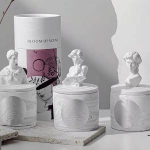 AROMA Custom Decorative Candles Fragrance Greek Sculpture David Statue Vessels Candles Scented Ceramic Candle Jar With L