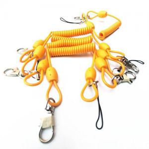 Stretched 80 CM Bungee Retractable Tool Lanyards Yellow Spring Key Chain Holder