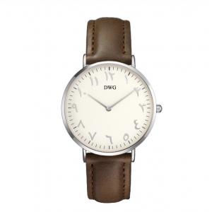 China Swiss Movt Quartz Stainless Steel Watch PVD Coating With Leather Watch Band supplier