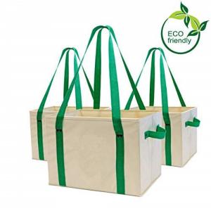 China Heavy Duty Collapsible Recycle Shopping Bags With Fold Up Reinforced Bottom supplier