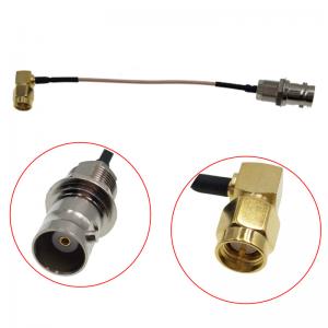 Bulkhead Female BNC Rear Mounted Jack To Right Angle SMA Male RG178 Coaxial RF Pigtail Cable