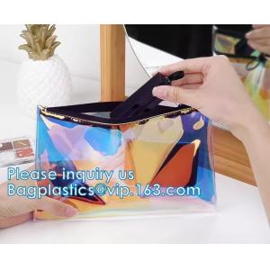 DAZZLING HOLOGRAPHIC, TPU PVC Laser Cosmetic Bag, Makeup Organizer Bags, Jelly Purse, Hanging Toiletry
