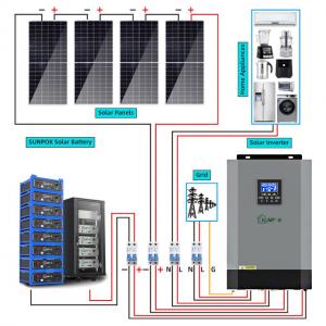 Sunpok 5kw 15kw 20kw Complete Hybrid Solar System Kit With Batteries & Inverter at Best Price