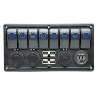 China 12V 8 Way Gang Rocker Switch Panel With W/ 50A Dual Anderson Plugs Accessory Power Socket & Dual USB on sale