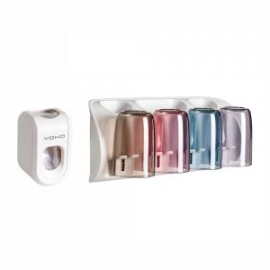 Toothbrush Holder with Toothbrush Dispenser-Multifunctional Wall Mounted Space-Saving Toothpaste Squeezer Kit