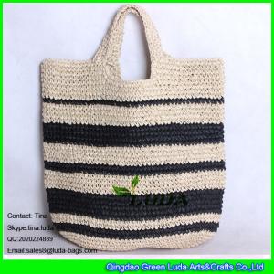 LUDA black stripe new lady summer handbag recycled paper make straw beach bag
