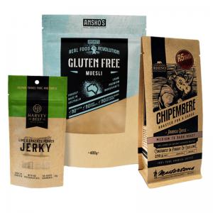 Custom Printed Ziplock Kraft Stand Up Pouches Laminated Biodegradable For Beef Jerky