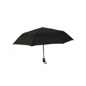 Black Strong Foldable Travel Umbrella Double Layer For Windy Weather