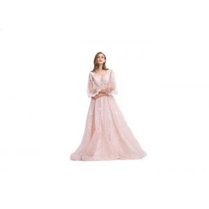 Custom Made Pink Half Sleeve Evening Gown With Hollow - Carved Design