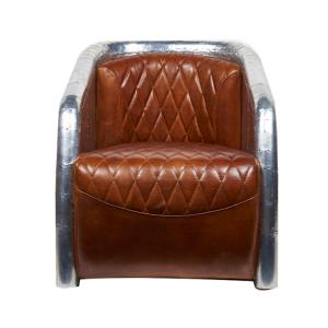 China Brown Vintage Leather Aluminium Cover Aviation Armchair 3 Years Warranty supplier
