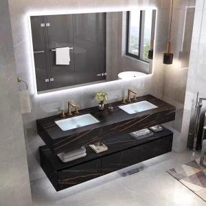 Modern Marble Hotel Bathroom Vanity Sintered Stone Basin Sink Cabinet Smart Led Mirror
