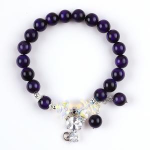 China Purple Tiger Eye Semi Precious Stone Bracelets 8mm Bead Handmade Gemstone Bracelets supplier