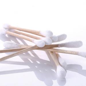 Round Wooden Ear Swabs , Cotton Wool Buds Lightweight Durable High Abosorption