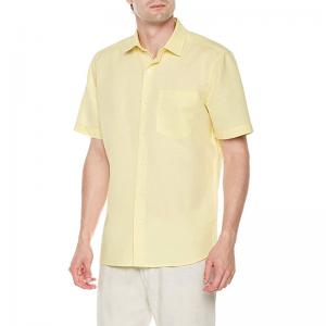 China Standard Fit Point Collar 50% Ramie Fabric Shirt Casual Men'S Cotton Short Sleeve Shirt supplier