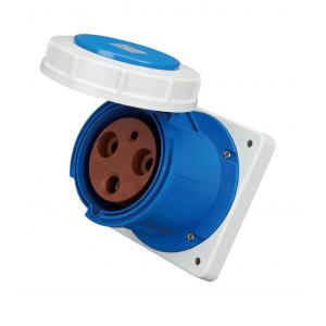 Blue Cover 3 Phase Industrial Socket 230 Volts Rated Voltage Straight Type