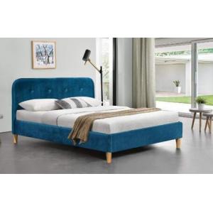 Brilliant Blue Fabric Upholstered Bed Frame With Headboard Wholesale Bed Manufacturers