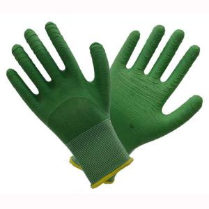 China Destreza e ajuste excepcionais flexíveis das luvas do trabalho do látex da cor verde supplier
