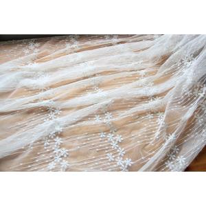 China Embroidery Floral White Tulle Lace Fabric For Dress Clothing / Scarf / Curtain 51.18 Wide supplier