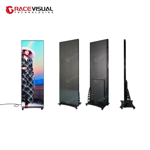 IP Series Indoor LED Poster Display with Wireless Control Versatile Installation Options and Mobile Wheel Base