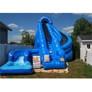 Giant Inflatable Corkscrew Water Slide / Double Inflatable Slip And Slide With Pool