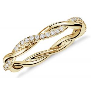0.44ct Twist Link 14K Yellow Gold Jewelry 3.8mm-4.3mm Band Size Claw Setting Type