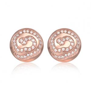 18K Rose Gold Stainless Steel Jewelry Flower Fashion Earrings Women Jewelry Round Shiny Ear Stud