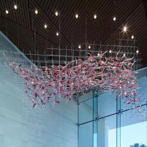 China Non-Standard Custom Hotel Project Light Department Banquet Hall Glazed Grid Led Large Chandelier Wedding Hall Hanging Line Light wholesale