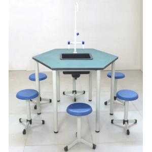 School Furniture Science Laboratory Hexagonal Student Desk Aluminium Alloy Wood Biology Lab Table