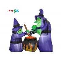 China ​4x6ft Led Lighting Inflatable Halloween Witch With Cauldron on sale