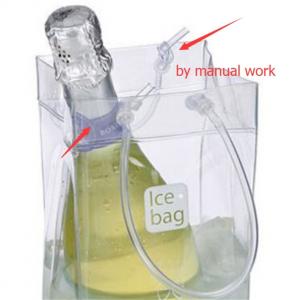 China Non Toxic Clear PVC Packaging Bags , Wine Packaging Ice Cube Pouch With Handle supplier