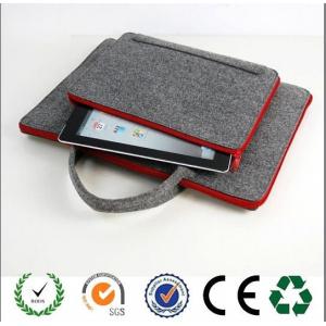 China 2016 latest design red zipper dark grey felt laptop bag with handles supplier