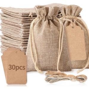 3"x 4"  Bags with Drawstring, Wedding Hessian Linen Sacks Bag, Jewelry Pouches Burlap Bags