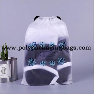 China Gravure Printing 100mic Frosted Plastic Drawstring Bags Customized Logo Promotional Polyester Drawstring Frosted Bag supplier