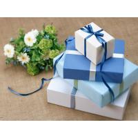 China Cuboid Custom Gift Paper Boxes Gravure Printing With Silk Ribbon on sale