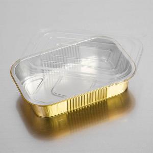 450ml Disposable Gold Aluminum Food Container Tray Food Box With Lids