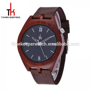 Made out of Red sandal wood 100% nature wooden case with custom dial leather watch strap