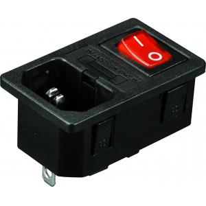 PA66 IEC Power Socket 10A C14 Male Socket With Illuminated Rocker Switch