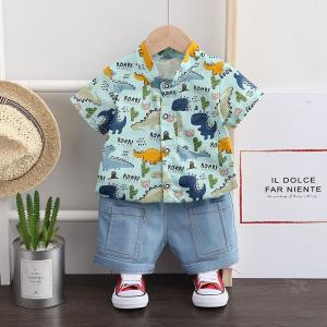 China Cartoon Print Children'S Outfit Sets Short Sleeve Shirt Shorts Set supplier