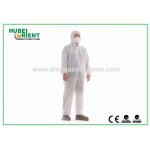 China White Protective Disposable Coveralls With Both Hood And Feetcover For Protect Body From Pollution supplier